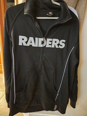 NFL Raiders Black Jacket with White Trim Size Large